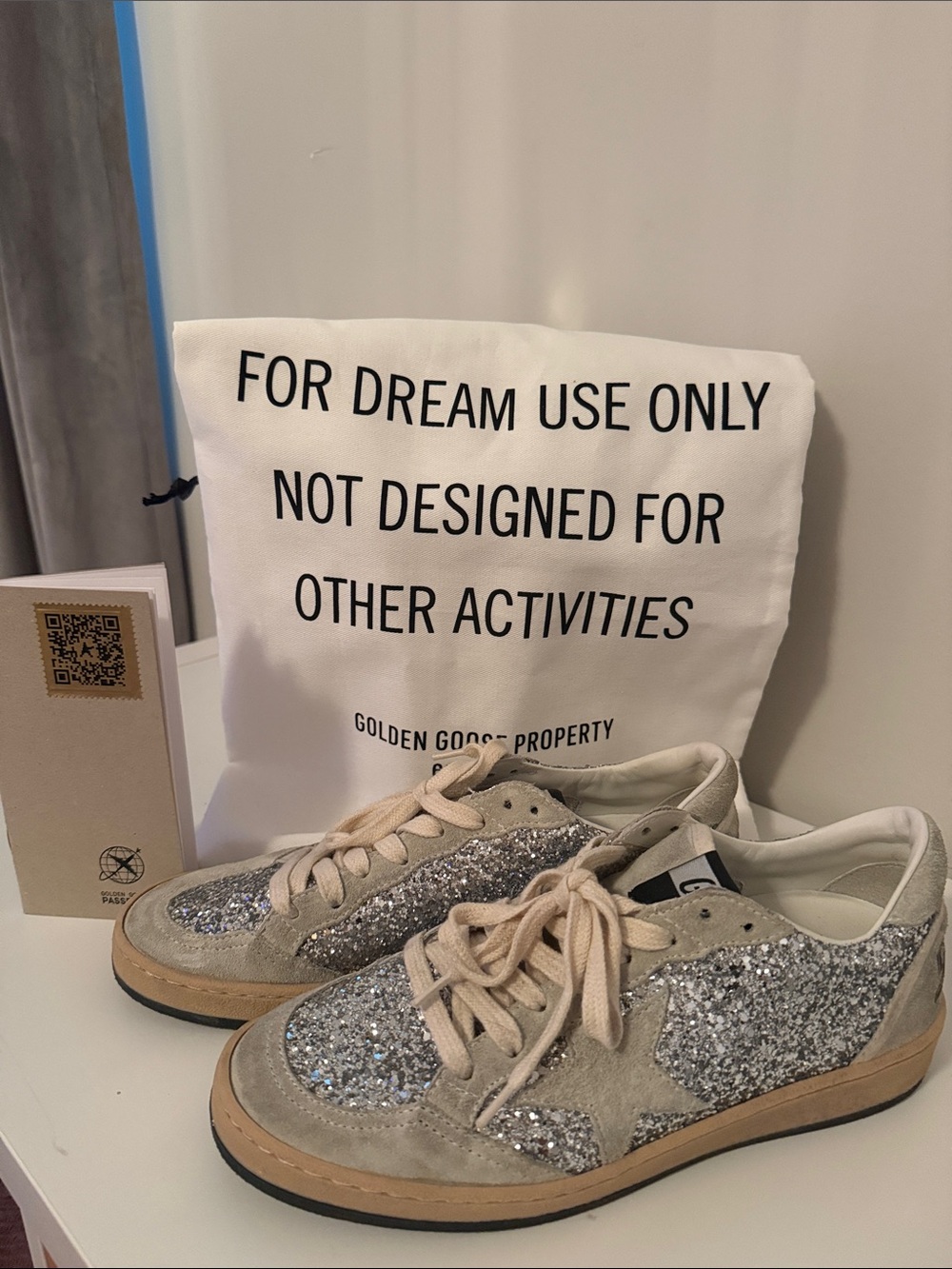 Golden Goose Ball Star in Silver Glitter size 38 /7.5